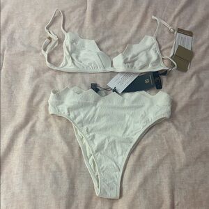 New White Textured Scallop Bikini Set by Vix